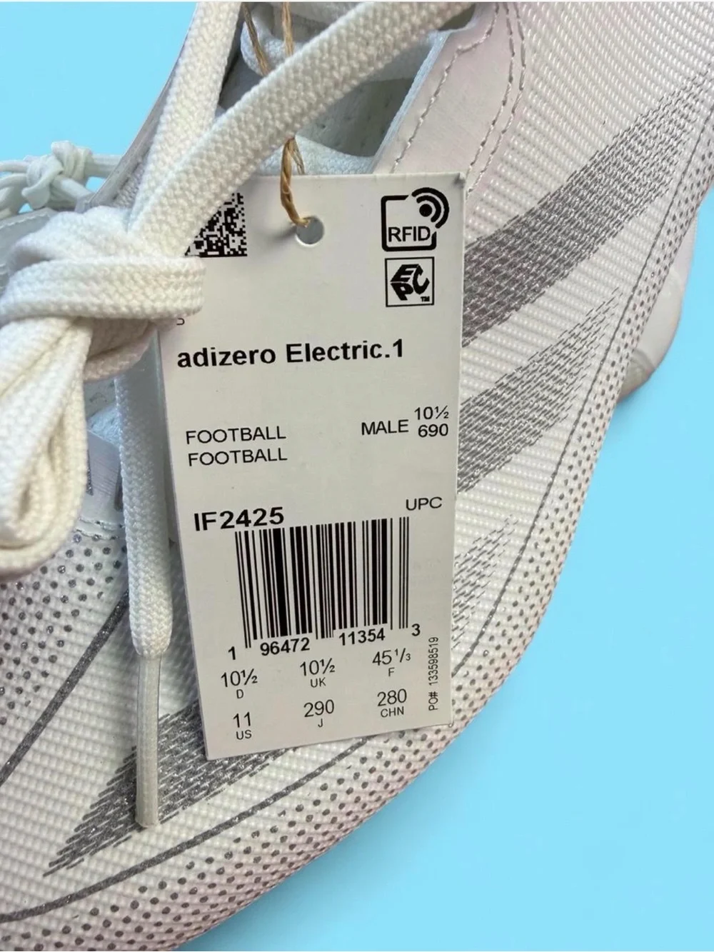 adidas adizero Electric.1 White with Silver Accents